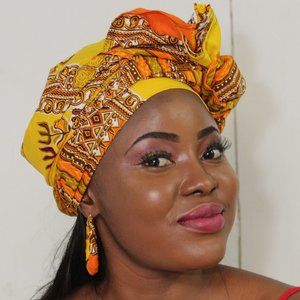 Matching African Dashiki Head Wrap & Earrings -DOR